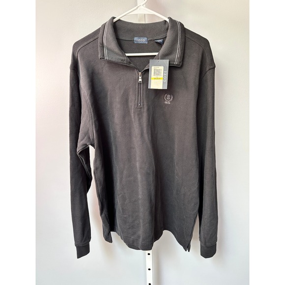 IZOD Mens Medium Gray Long Sleeve 1/4 Zip Pullover Sweater New with Tags - Picture 1 of 5